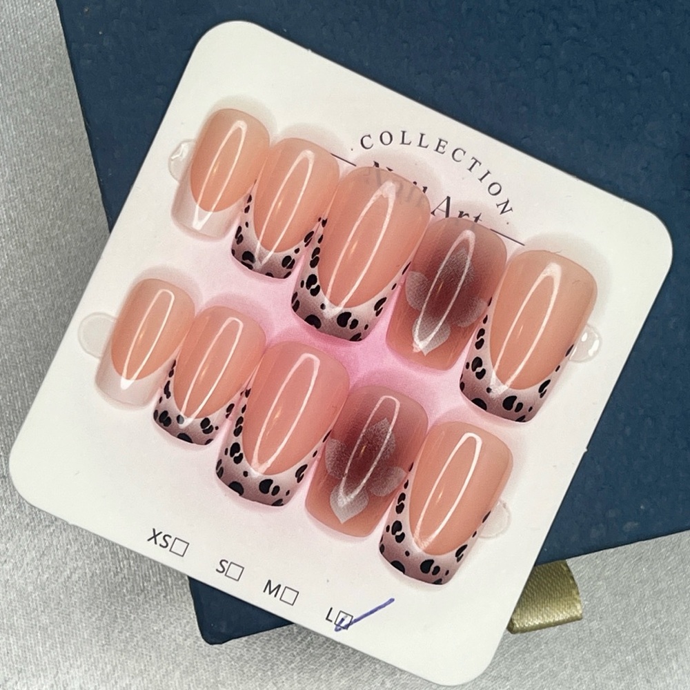 Nude Leopard Tip Press-On Nails - Set of 10 size L